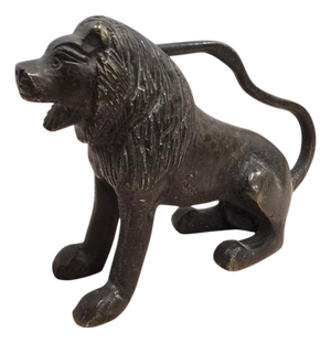 Bronze Seated Lion Sculpture, 19th Century