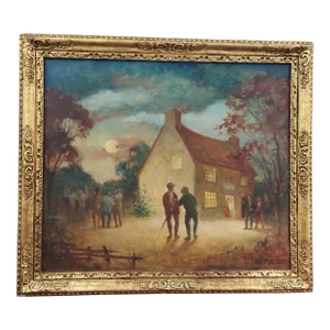 Large Newcolm Macklin Gold Gilt Hand Carved Frame Housing an Ash Can School Robert Martin Oil Painting