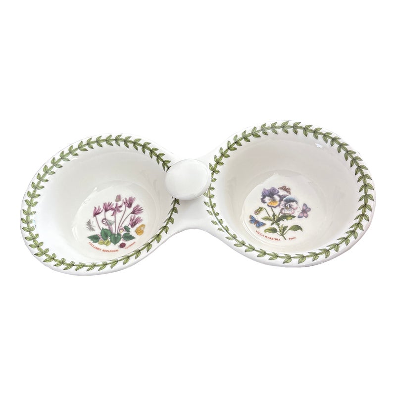 1970s Botanic Garden Portmerion Condiment Dish With Cyclamen And Pansy