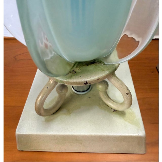 Pair of Vintage Murano Handblown Blue and Clear Glass Table Lamps For Sale In New York - Image 6 of 6