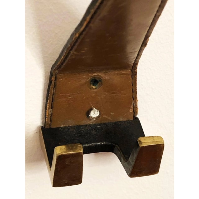 Brass & Leather Wall Hook, 1950s For Sale - Image 4 of 8