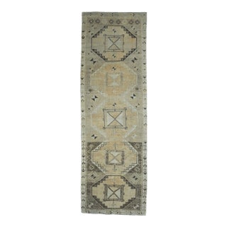 1960s Yellow Natural Turkish Hand-Knotted Runner Rug For Sale