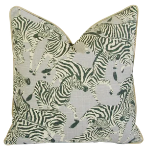 Designer Safari Zebra Linen & Velvet Feather/Down Pillow