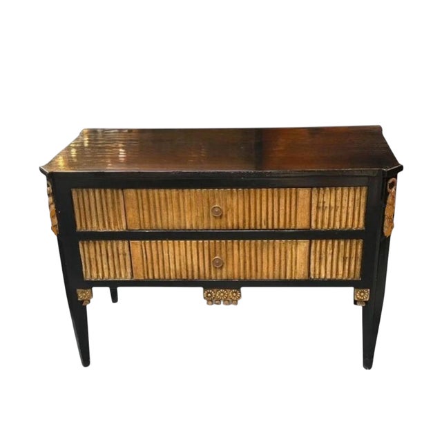 Art Deco Style Ebonized & Giltwood Chest of Drawers Nightstand Commode For Sale