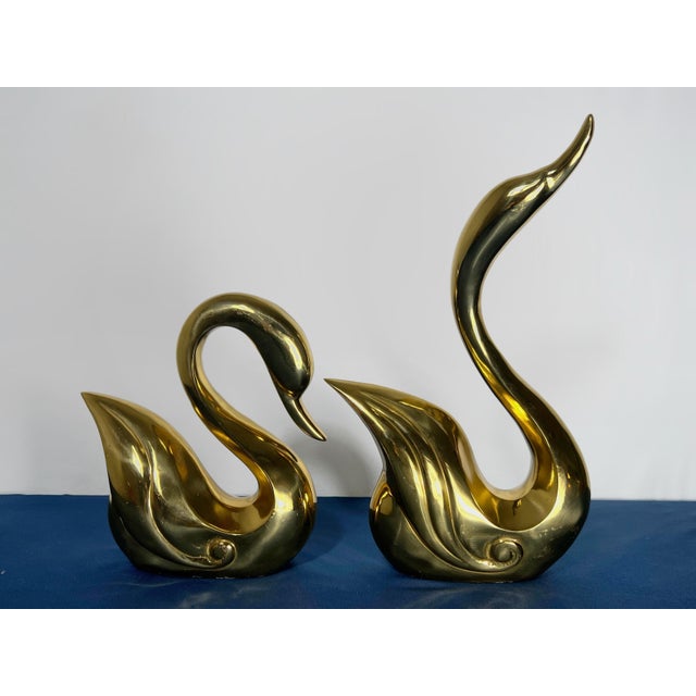 Monumental 15-Inch Hollywood Regency Brass Swans – Pair For Sale - Image 10 of 10