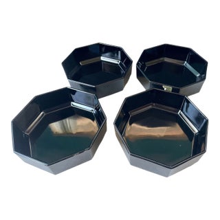 Vintage Arcoroc Octime Black Octagonal Glass Bowls - Set of 4 For Sale