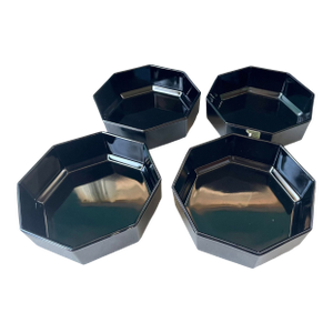 Vintage Arcoroc Octime Black Octagonal Glass Bowls - Set of 4