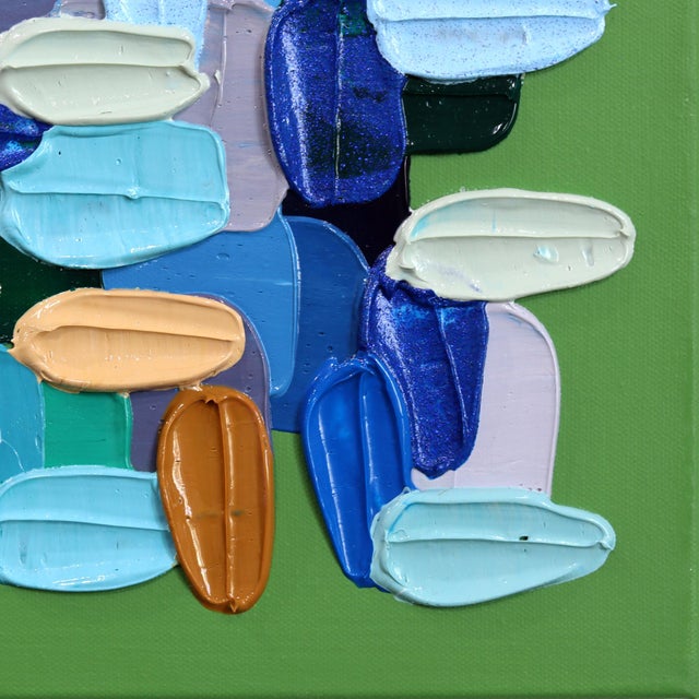 Green All Is Well - Original Textured Abstract Acrylic and Glitter Painting on Canvas by Shiri Phillips For Sale - Image 8 of 9