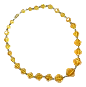 Vintage Art Deco Citrine Crystal Necklace 1930s
