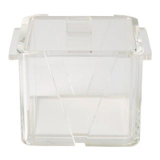 1970s Art Deco Revival Geometric Lucite Ice Bucket For Sale