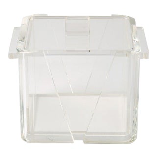 1970s Art Deco Revival Geometric Lucite Ice Bucket For Sale