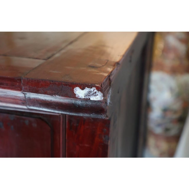Early 20th-Century Chinese Red Lacquer Pantry Cabinet For Sale - Image 13 of 18