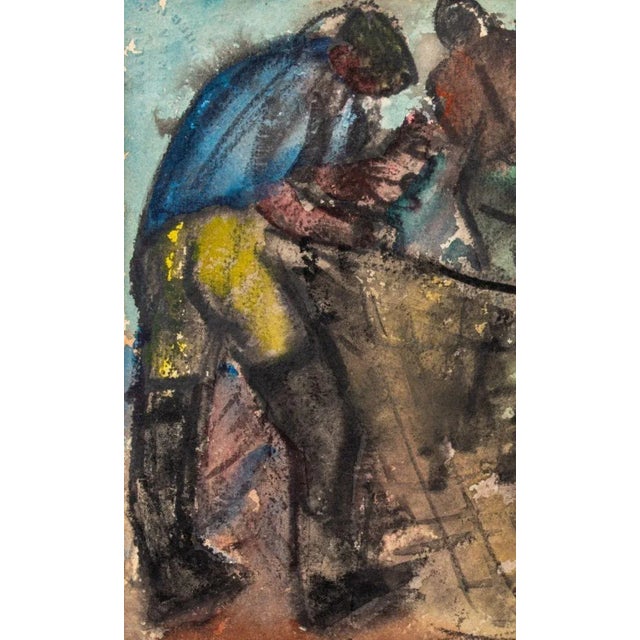 Paint George Constantine Figural Group Watercolor For Sale - Image 7 of 9