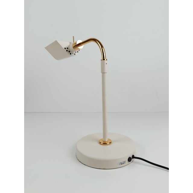 Italian Adjustable Table Lamp in Ivory White and Gilded Metal by F. Fabbian, 1970s For Sale - Image 16 of 18