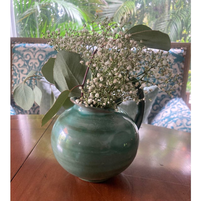 1960s 1960s Elegant Mid Century Modern Green Glaze Stangl Pottery Ball Pitcher Jug For Sale - Image 5 of 6