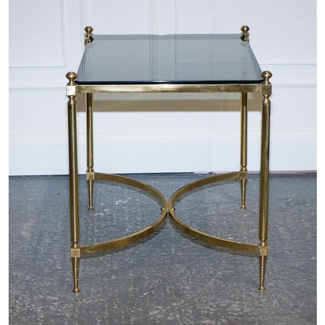 Gold Hollywood Regency French Brass & Smoked Glass Coffee Table, 1960s For Sale - Image 8 of 17