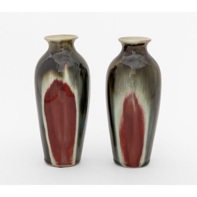 Ceramic Studio Art Pottery Bottle Vases, Pair For Sale - Image 7 of 8