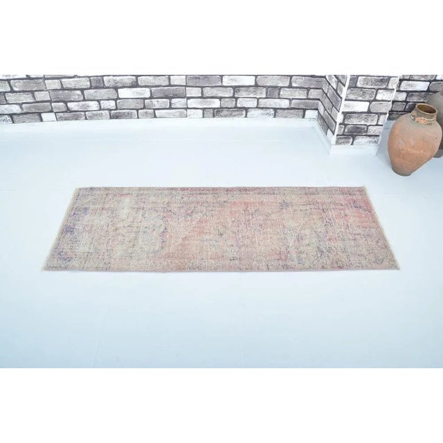 Handmade Distressed Overdyed Runner Rug, in Flawless conditions. Designed 1960 to 1969