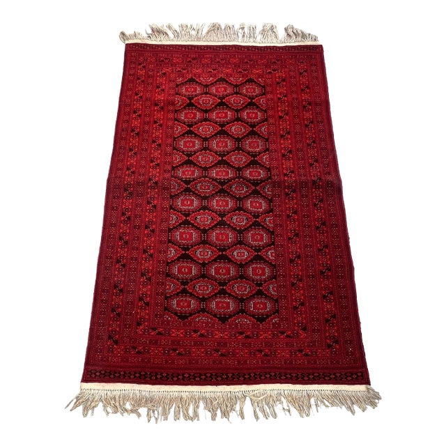 Vintage Turkmen Princess Bukhara Gul Tribal Rug - 6'7" X 4'1" For Sale