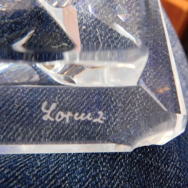 1940s Very Large Blue Cut to Cear Vase With Peacock Design For Sale - Image 11 of 11