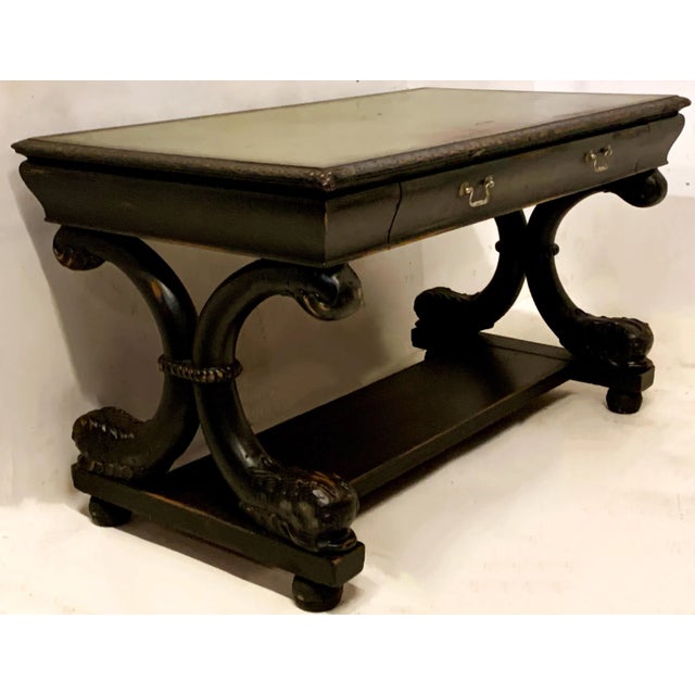 Black Antique English Ebonized Carved Desk For Sale - Image 8 of 8