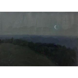 Dusk's Kiss by Jason Sacran | Oil on panel Landscape at twilight with a crescent moon. For Sale