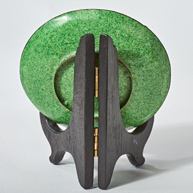 Chinese Small Oriental Hand Painted Decorative Plate With Display Easel For Sale - Image 3 of 6