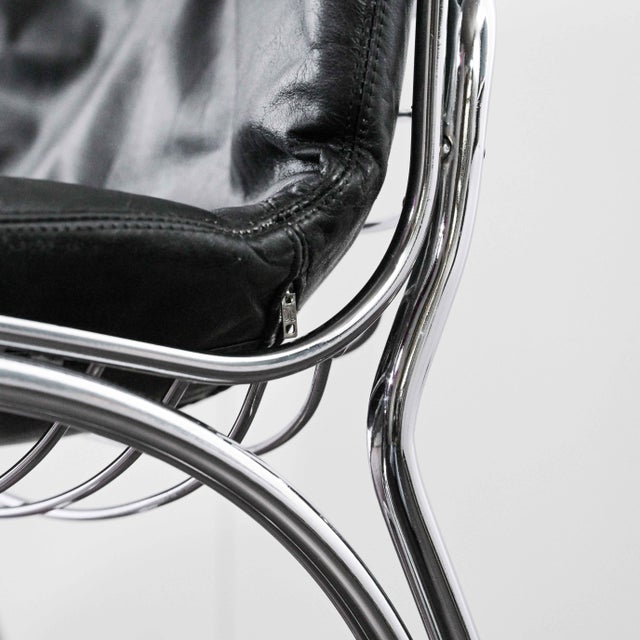 Sabrina Dining Chairs in Black Leather from Gastone Rinaldi, 1970s, Set of 6 For Sale - Image 10 of 17