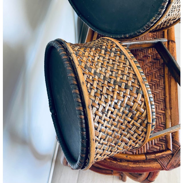 Antique Chinese Bamboo & Rattan Baskets- Set of 2 For Sale - Image 10 of 10