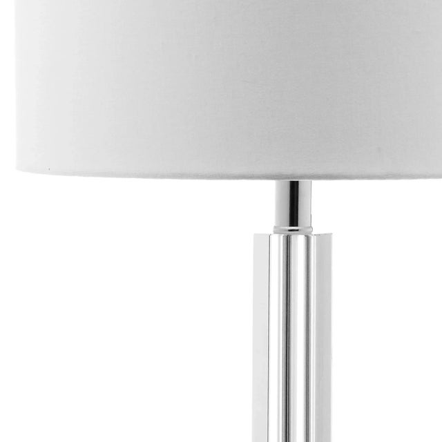 Modern 27 Inch H Crystal Column Table Lamp in Clear - a Pair For Sale - Image 3 of 8