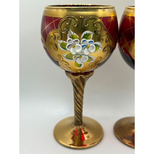 2010s Enameled Murano Glass Wineglasses For Sale - Image 5 of 6