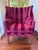 Contemporary Curved Wing Arm Chair With Zimmer & Rohde Fabric in Deep Wine For Sale - Image 3 of 5