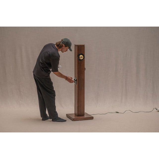 Wood Dutch Oak and Chrome Floor Lamp, 1960s For Sale - Image 7 of 14