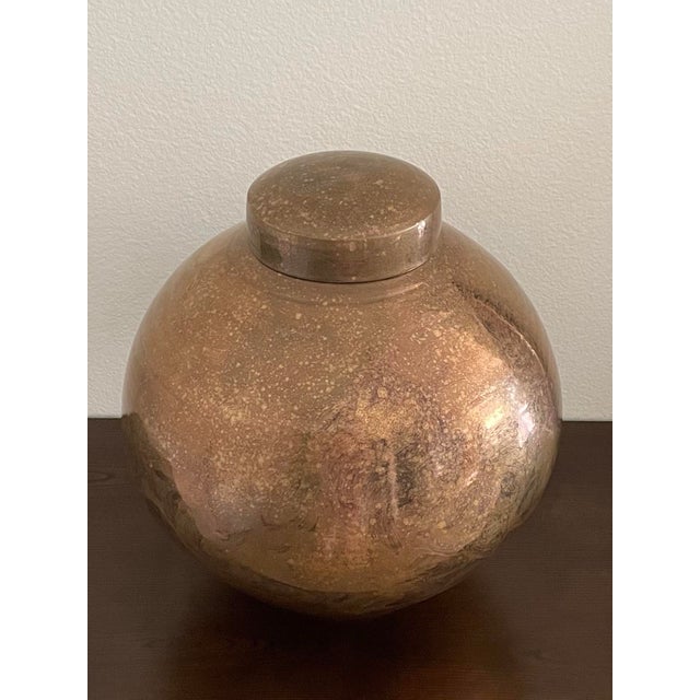 1980s Gary McCloy Ceramic Gold-Bronze Glazed Large Ginger Jar Vase 1980s For Sale - Image 5 of 12