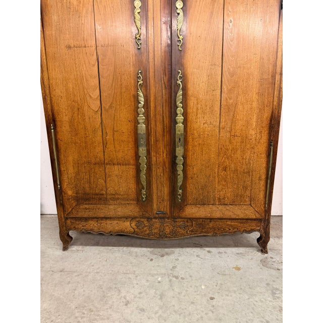 18th Century 18th Century Country French Louis XV Style Chestnut Armoire With Bonnet Top, Circa 1790 For Sale - Image 5 of 14