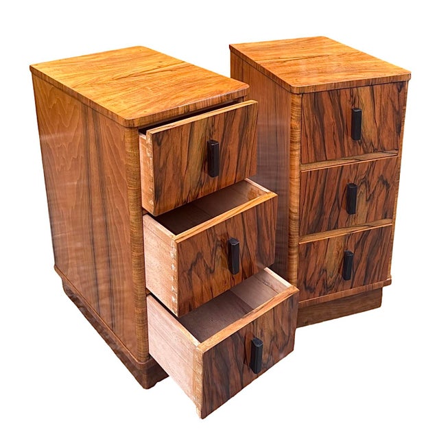 Wood Art Deco Bedside Cabinets, 1930s, Set of 2 For Sale - Image 7 of 10