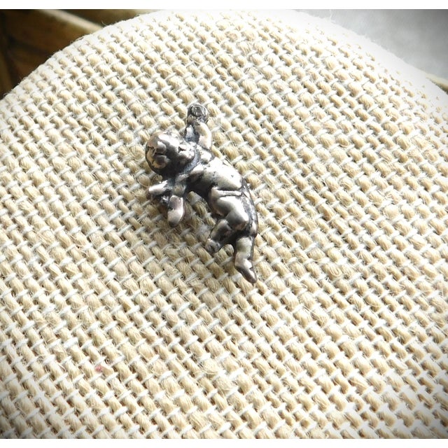 1900 - 1909 Antique Sterling Silver Cupid Pin With Bow and Arrow and Crystal For Sale - Image 5 of 9