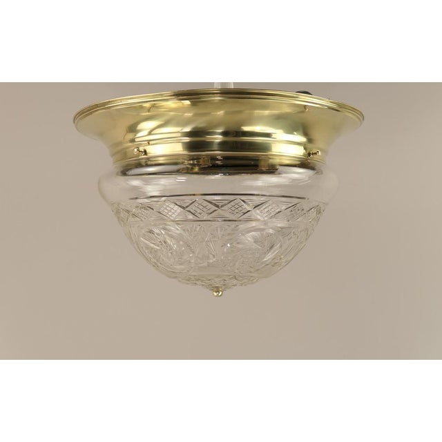 Large Art Deco Brass Ceiling Lamp with Hand-Cut Lead Crystal Shade, Austria, 1920s For Sale - Image 12 of 12