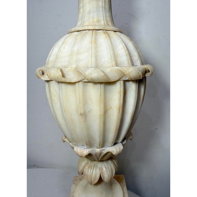 Huge Antique 1800's Hand Carved Alabaster Stone Marble Urn Flower Vase Sculpture For Sale - Image 11 of 15
