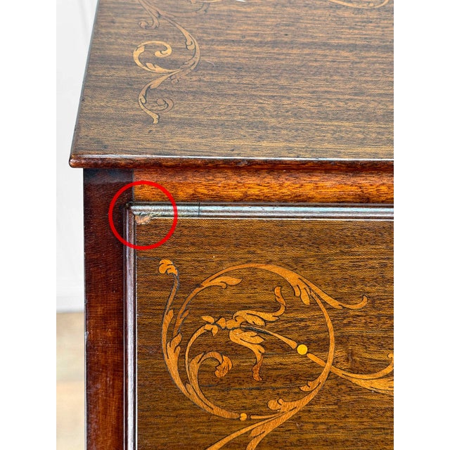 Antique Victorian Mahogany Inlaid Fruitwood Drop Front Secretary Desk For Sale - Image 11 of 11