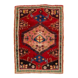 Vintage Hamadan Designed Wool Rug in Red - 3′4″ × 5′ For Sale
