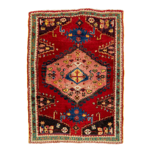 Vintage Hamadan Designed Wool Rug in Red - 3′4″ × 5′