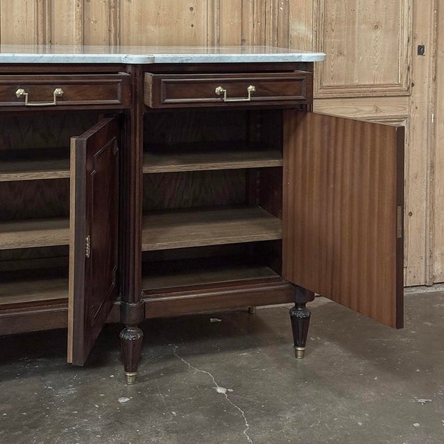 French Louis XVI Mahogany Buffet With Carrara Marble For Sale - Image 15 of 18