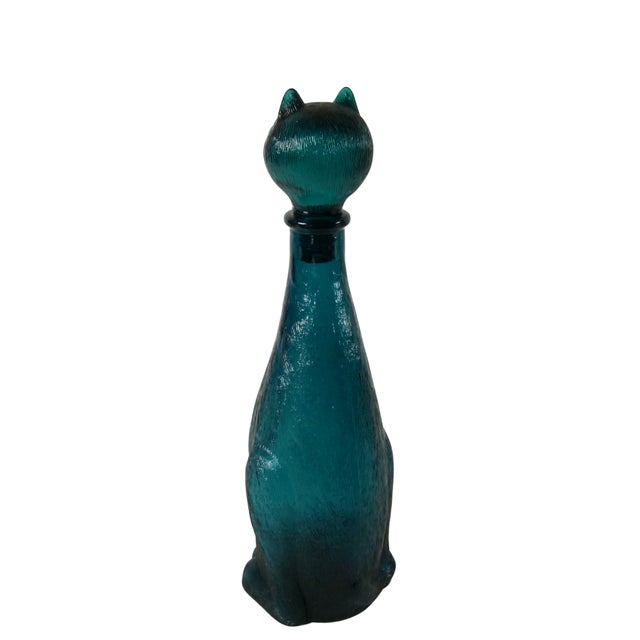 Add a pop of Mid-Century charm to your bar or shelves with this sleek 1960s Italian Empoli glass cat decanter. Crafted in...