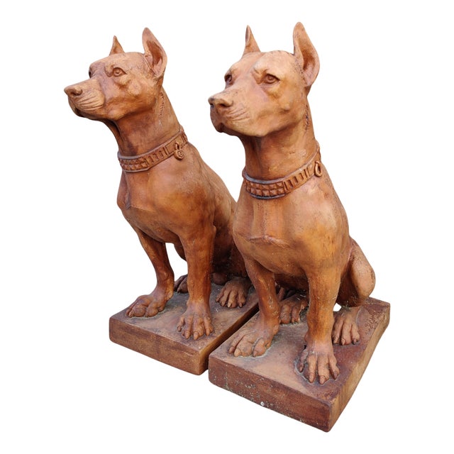 Dog Statues, Early 20th Century, Terracotta, Set of 2 For Sale