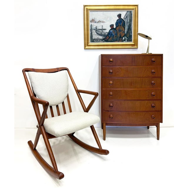 Mid-Century Modern Mid-Century Danish Modern Teak Curved Chest of Drawers, Kai Kristiansen Style For Sale - Image 3 of 8