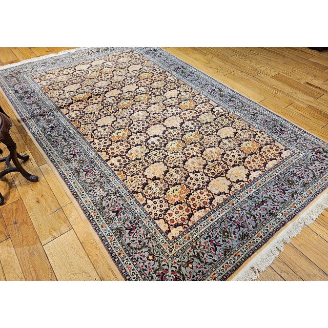 Vintage Turkish Hereke Rug, Hand-Woven Wool, Allover Geometric Design, 7' x 10' For Sale In Chicago - Image 6 of 18