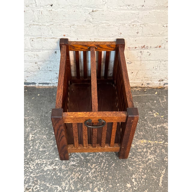 Mid 20th Century Mid 20th Century Craftsman Style Mission Oak Magazine Holder For Sale - Image 5 of 11