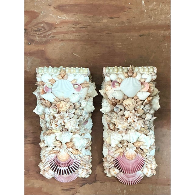 Vintage Shell Encrusted Wall Brackets - Pair For Sale - Image 12 of 12