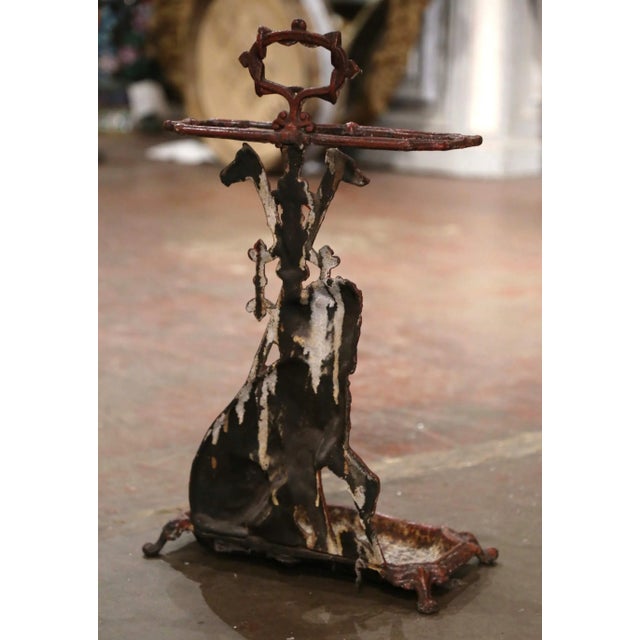 Red 19th Century French Napoleon III Iron Umbrella Stand With Dog Motif For Sale - Image 8 of 10